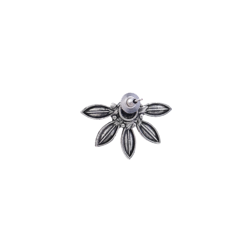 Crescent Bloom Oxidised Studs - Black