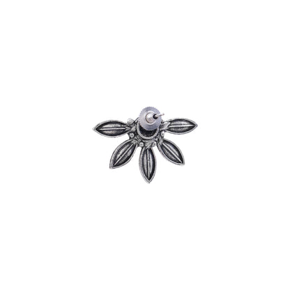 Crescent Bloom Oxidised Studs - Black