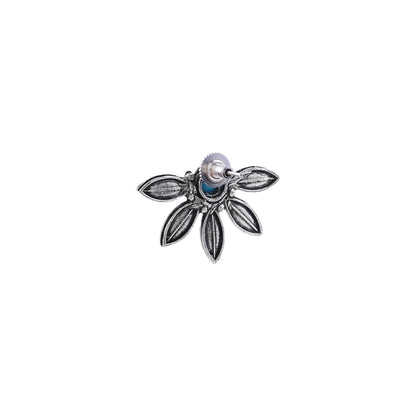 Crescent Bloom Oxidised Studs - Blue