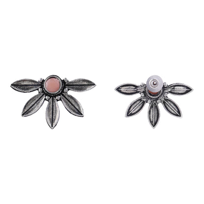 Crescent Bloom Oxidised Studs - Light Orange