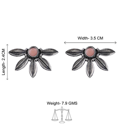 Crescent Bloom Oxidised Studs - Light Orange