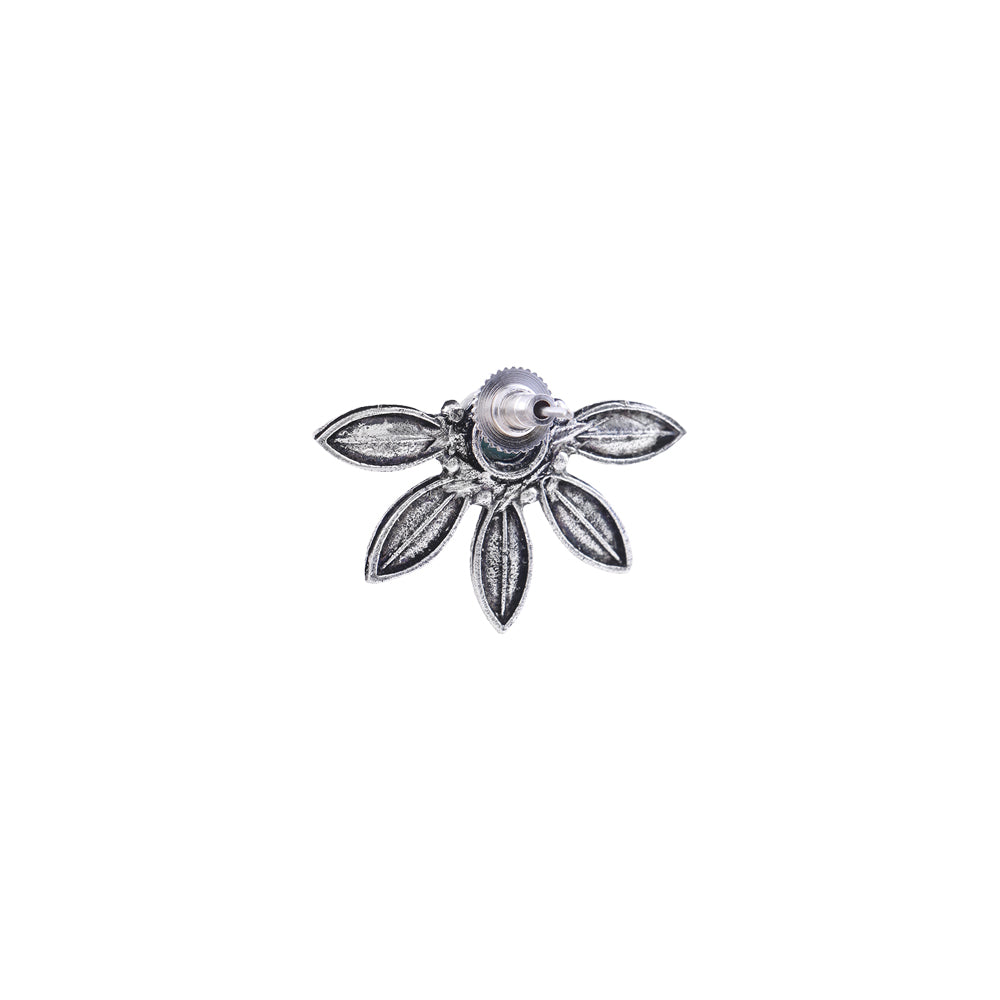 Crescent Bloom Oxidised Studs - Mint