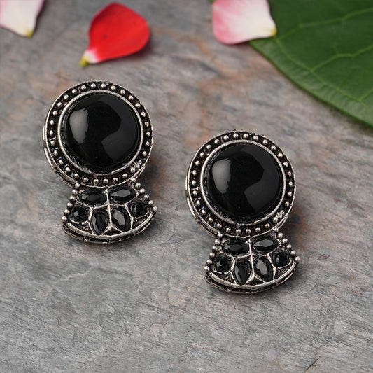 Lustre oxidised stud earrings (Black)