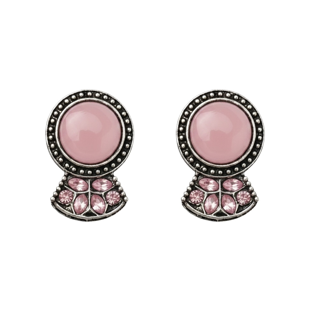 Lustre oxidised stud earrings (Baby Pink)