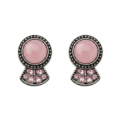 Lustre oxidised stud earrings (Baby Pink)