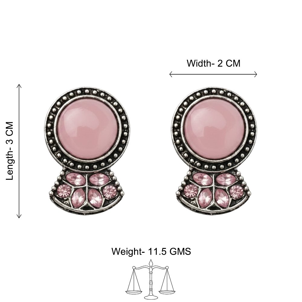 Lustre oxidised stud earrings (Baby Pink)