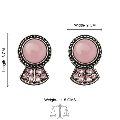Lustre oxidised stud earrings (Baby Pink)