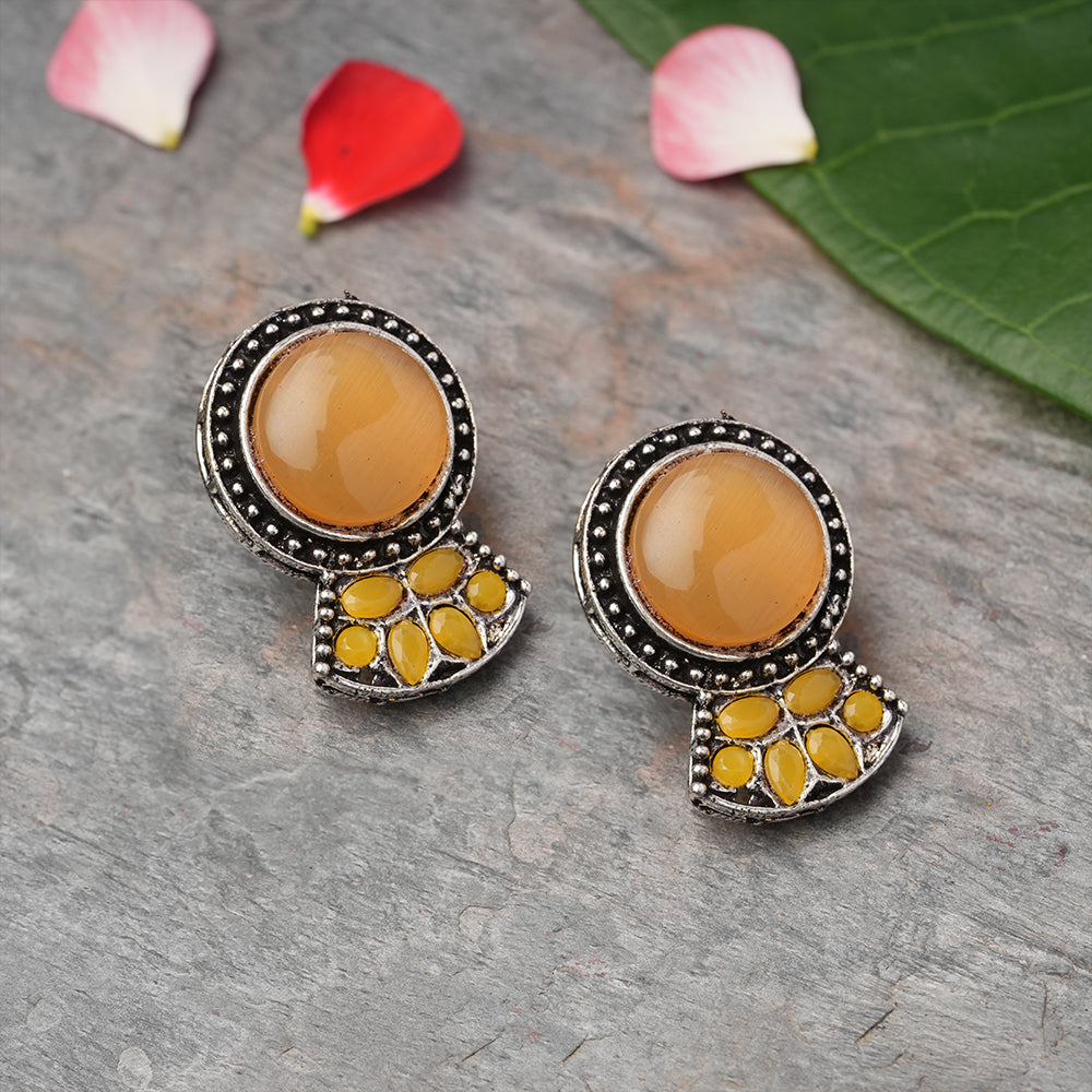 Lustre oxidised stud earrings (Yellow)