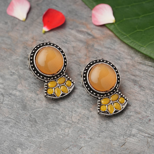Lustre oxidised stud earrings (Yellow)