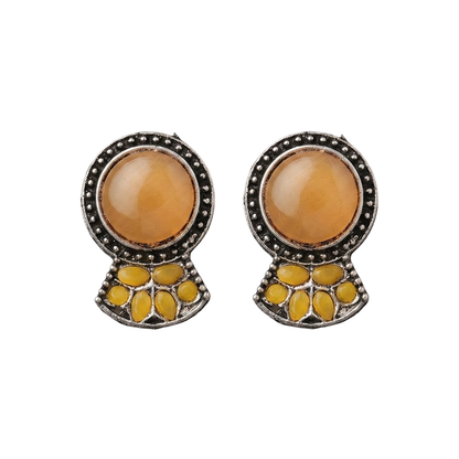 Lustre oxidised stud earrings (Yellow)