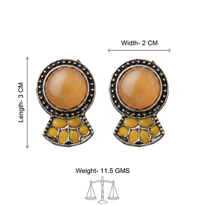 Lustre oxidised stud earrings (Yellow)