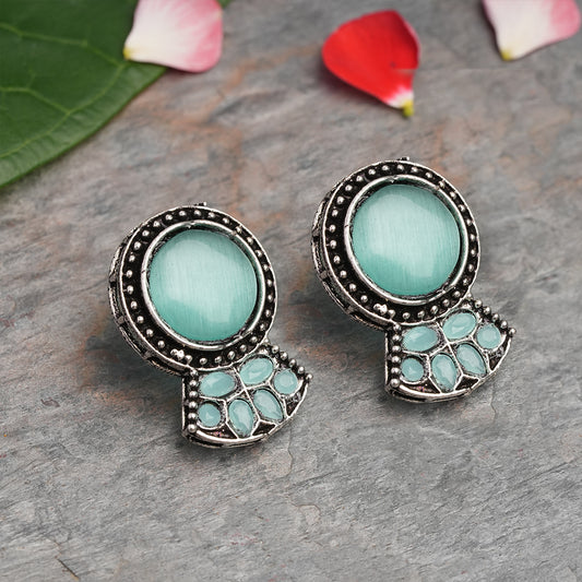 Lustre oxidised stud earrings (Mint)