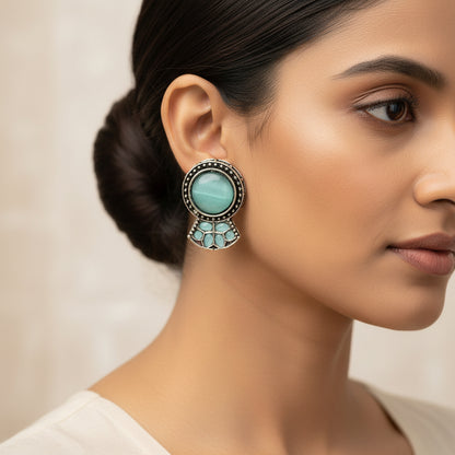 Lustre oxidised stud earrings (Mint)