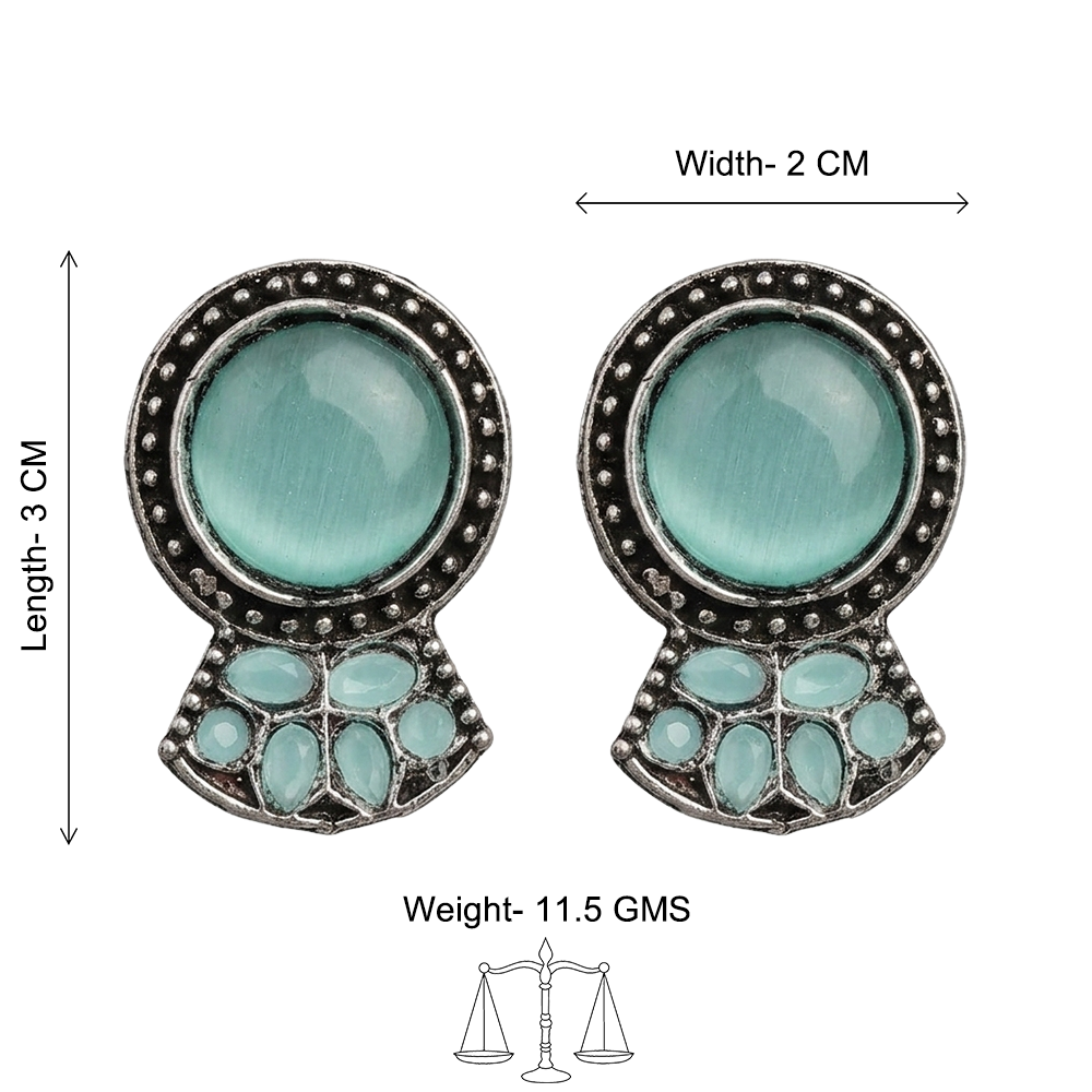 Lustre oxidised stud earrings (Mint)