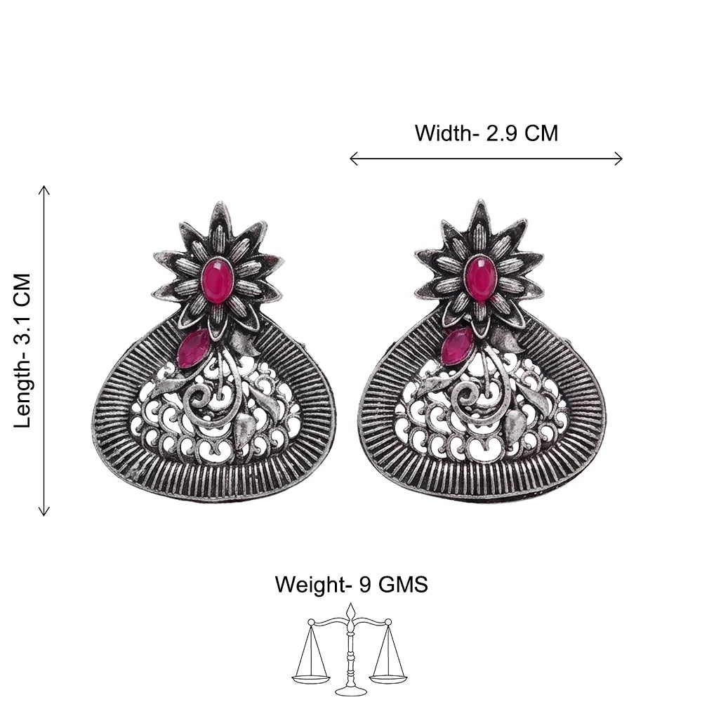 Peacock glow stone studded dangler & Glint stone studded stud Combo set