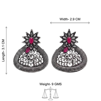 Peacock glow stone studded dangler & Glint stone studded stud Combo set