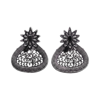 Glint stone studded stud earrings (Black)
