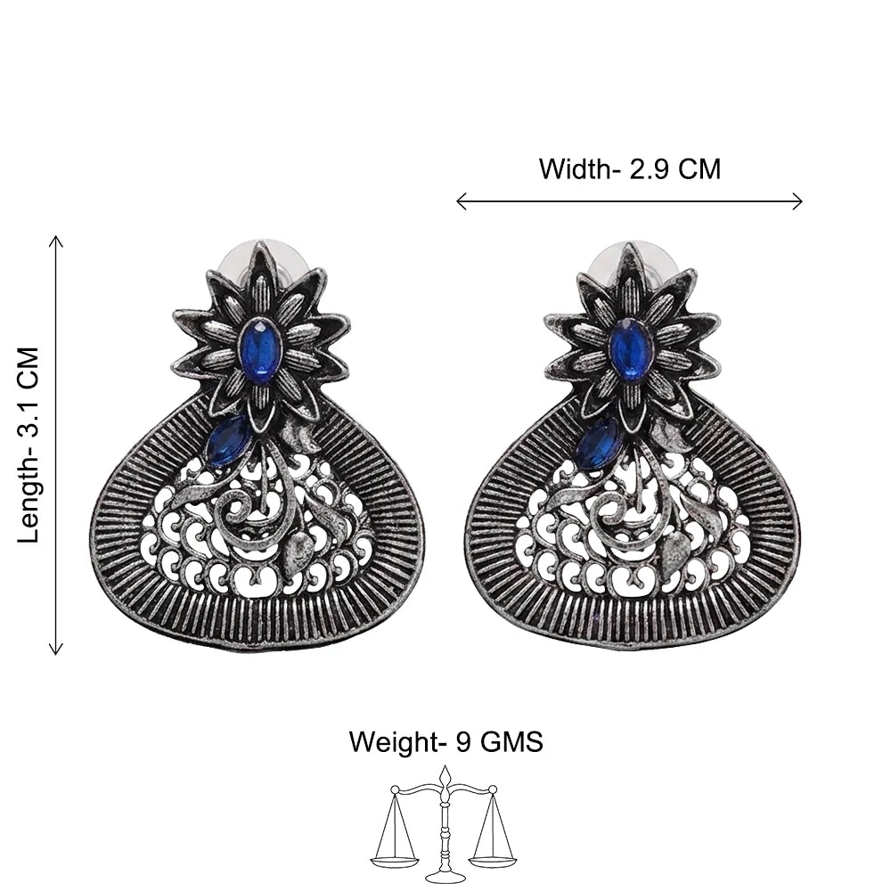 Peacock glow stone studded dangler & Glint stone studded stud Combo set