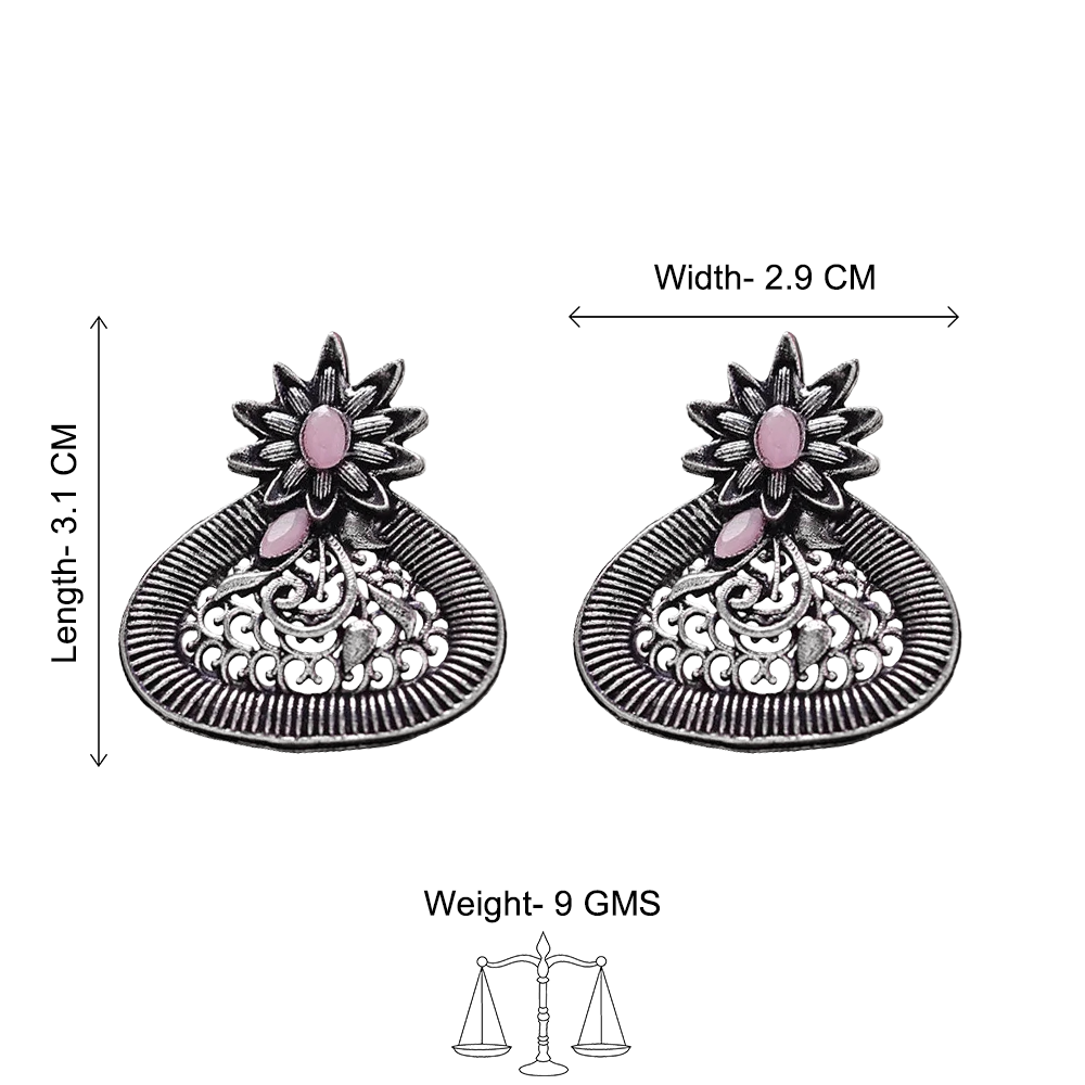 Glint stone studded stud earrings (Baby Pink)