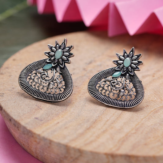Glint stone studded stud earrings (Mint)