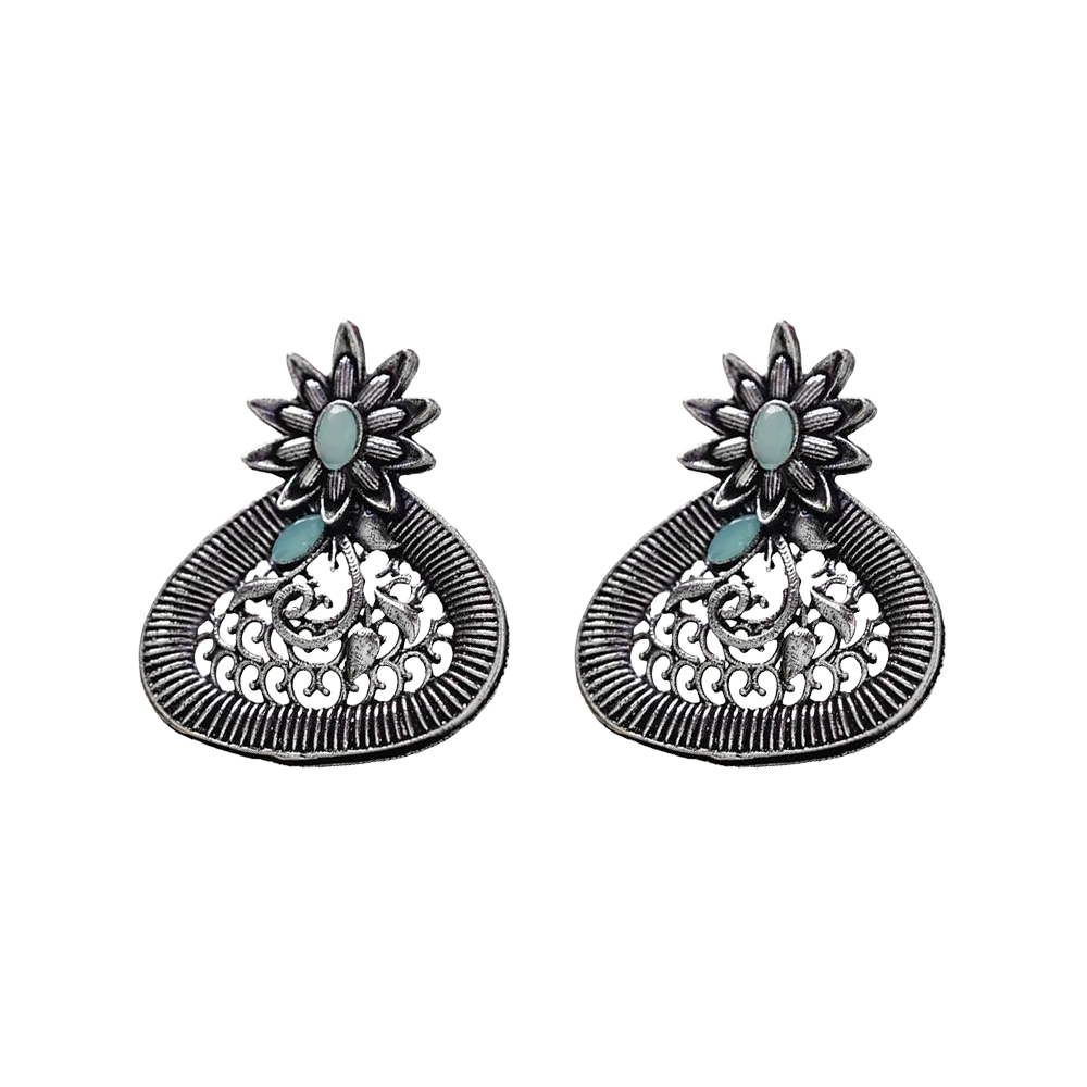 Glint stone studded stud earrings (Mint)