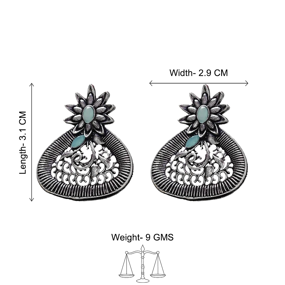 Glint stone studded stud earrings (Mint)