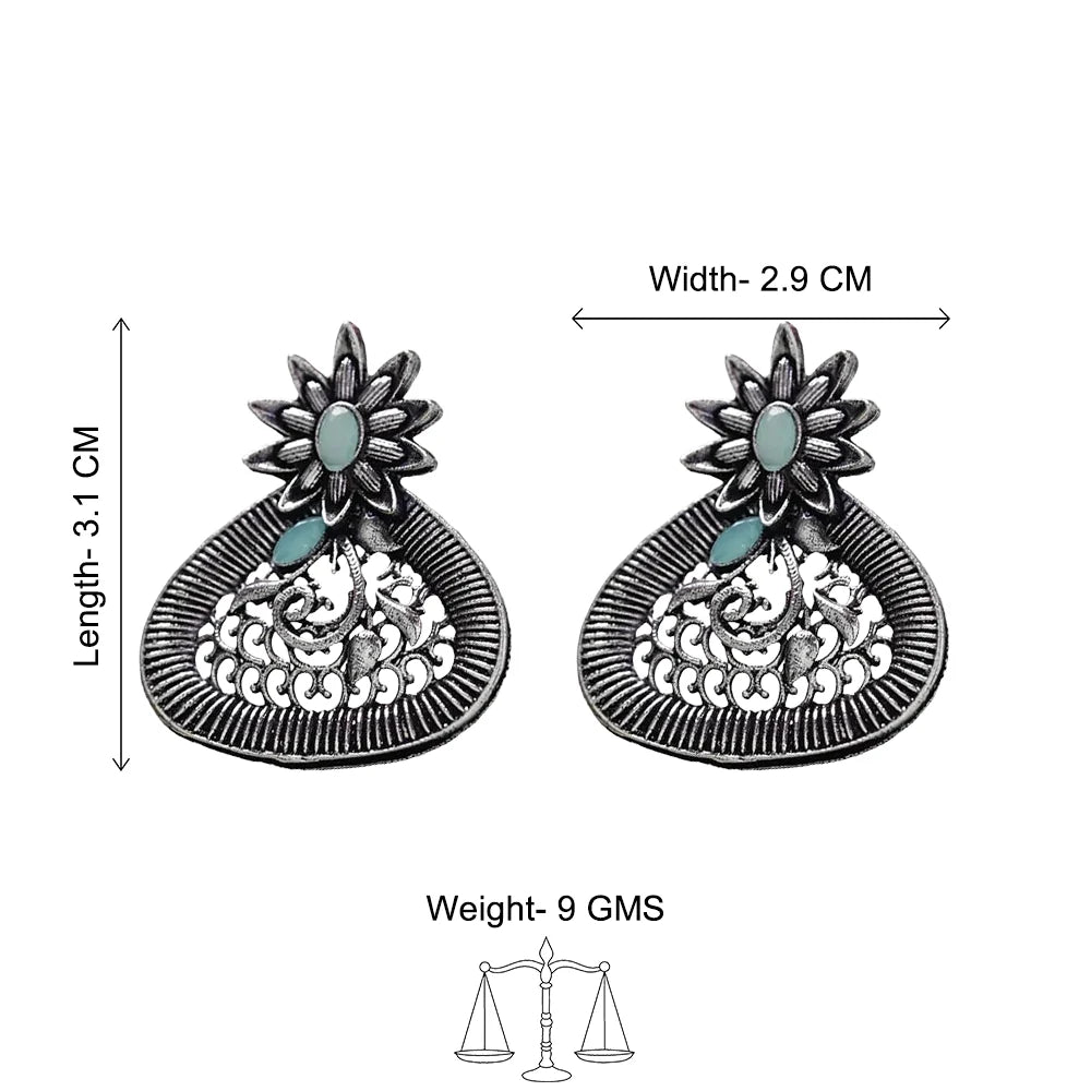 Peacock glow stone studded dangler & Glint stone studded stud Combo set