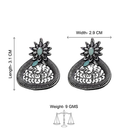Peacock glow stone studded dangler & Glint stone studded stud Combo set