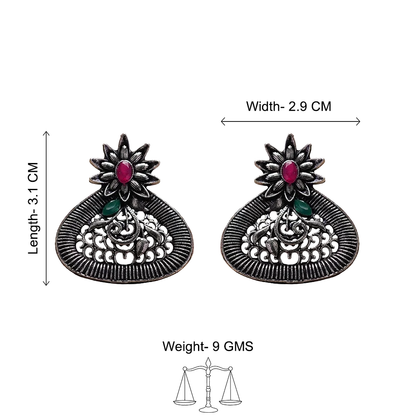 Glint stone studded stud earrings (Multicolored)