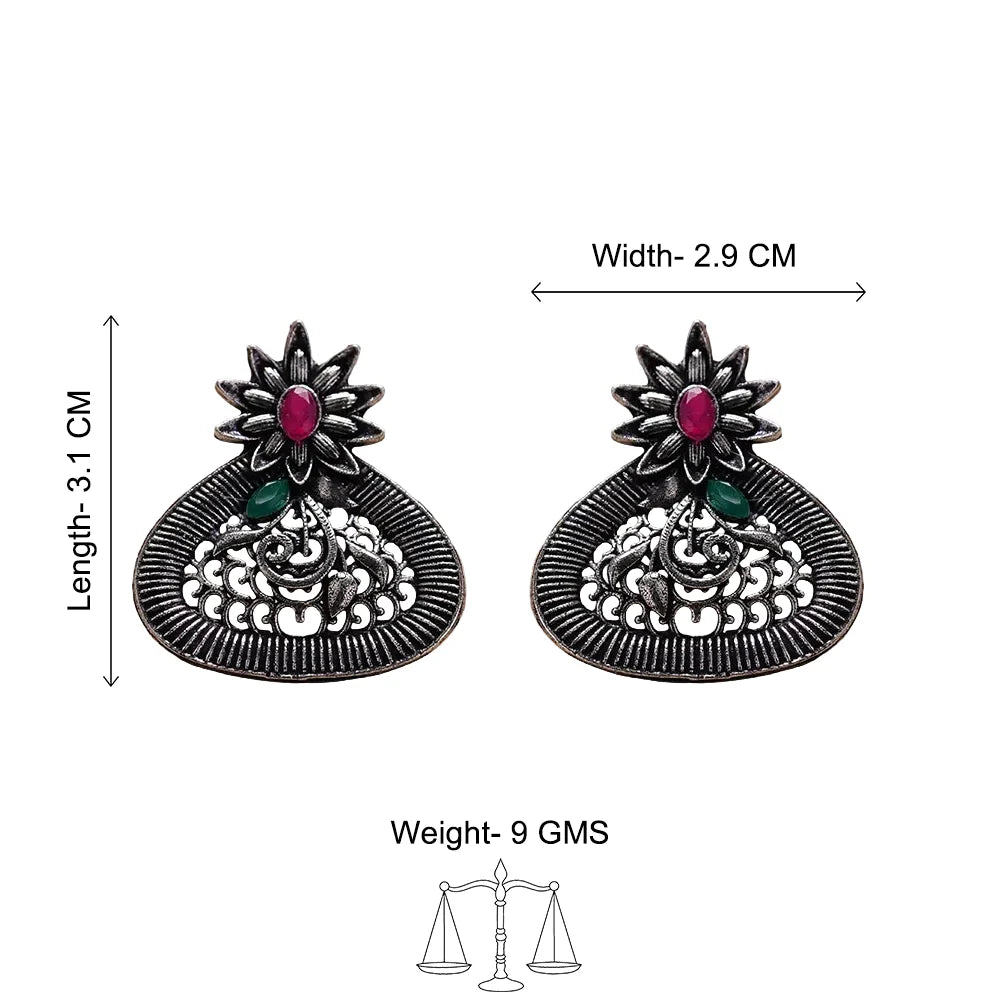 Peacock glow stone studded dangler & Glint stone studded stud Combo set