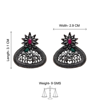 Peacock glow stone studded dangler & Glint stone studded stud Combo set