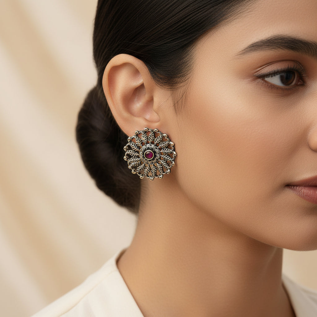 StylishKudi Oxidised Silver Earrings&Chandbali Earrings ComboSet for Women&girl