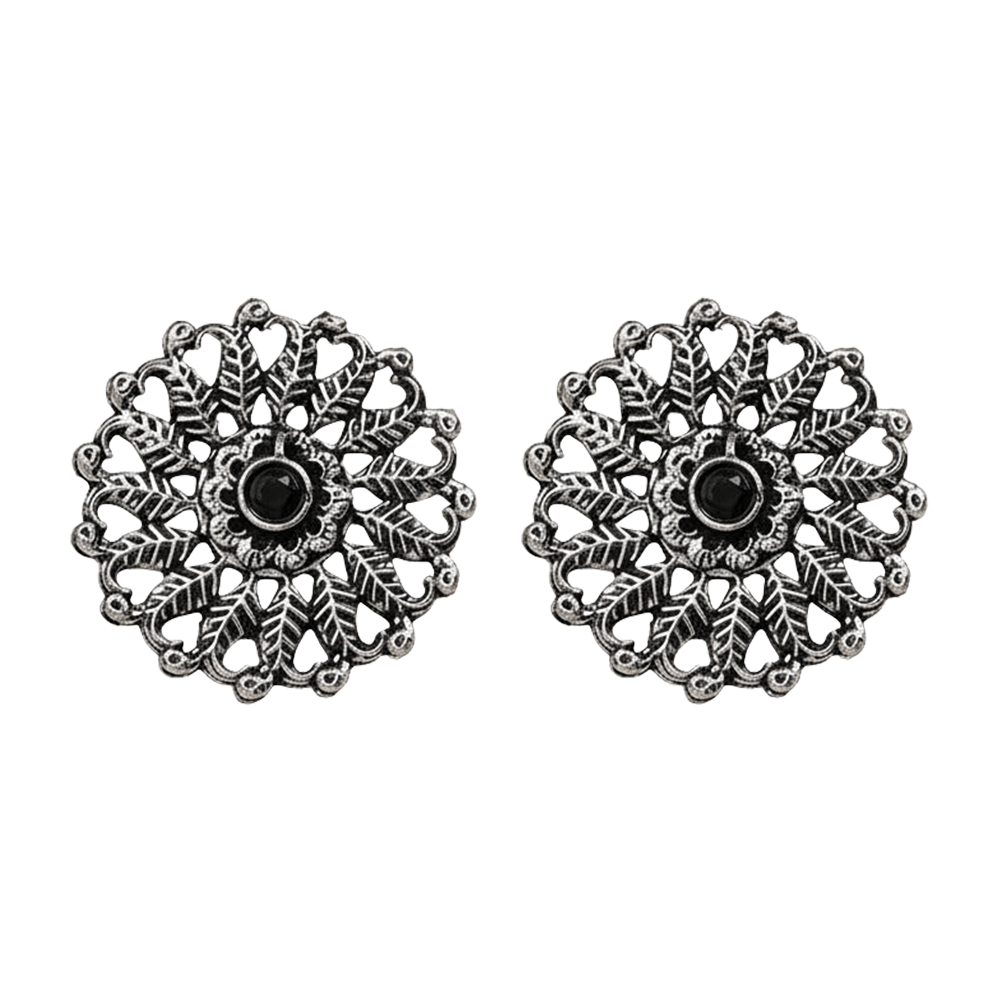Wildflower oxidised stud earrings (Black)