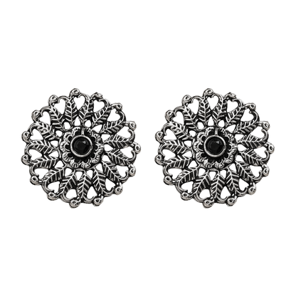 Wildflower oxidised stud earrings (Black)