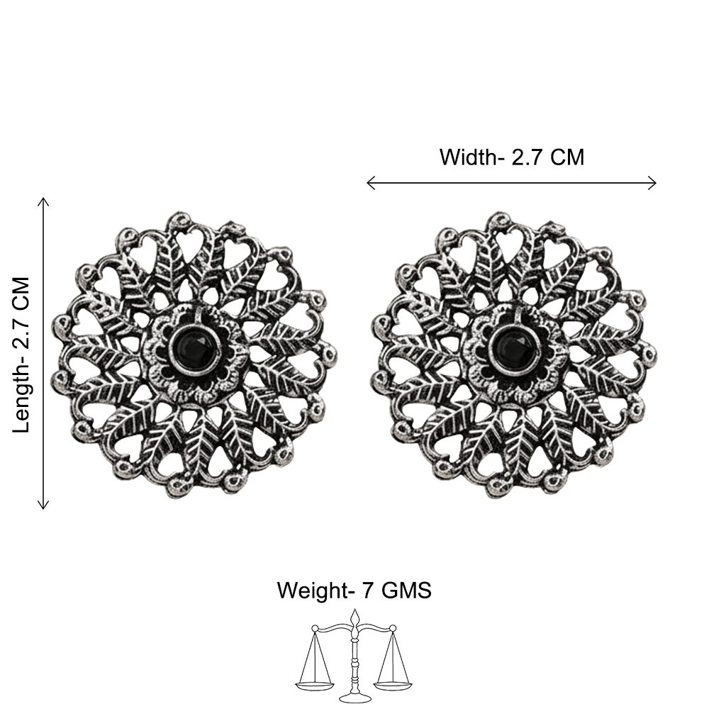 Wildflower oxidised stud earrings (Black)