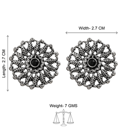 Wildflower oxidised stud earrings (Black)