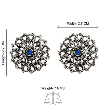 Peacock glow stone studded dangler & Wildflower oxidised stud Combo set