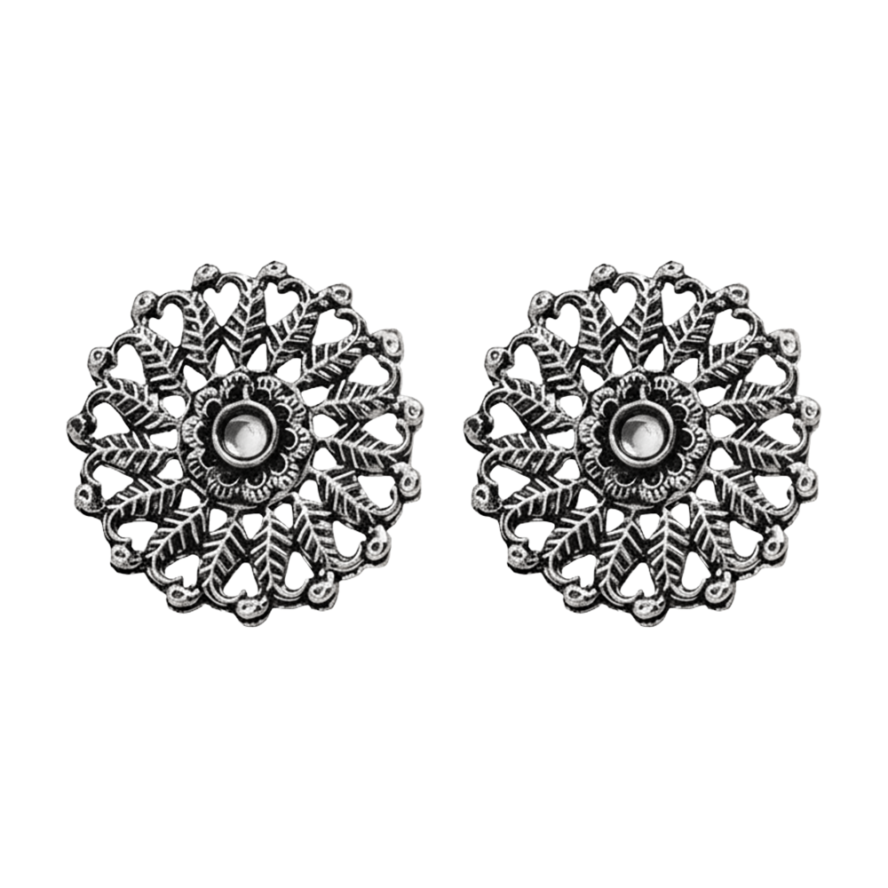 Wildflower oxidised stud earrings (White)
