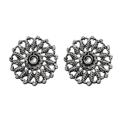Wildflower oxidised stud earrings (White)