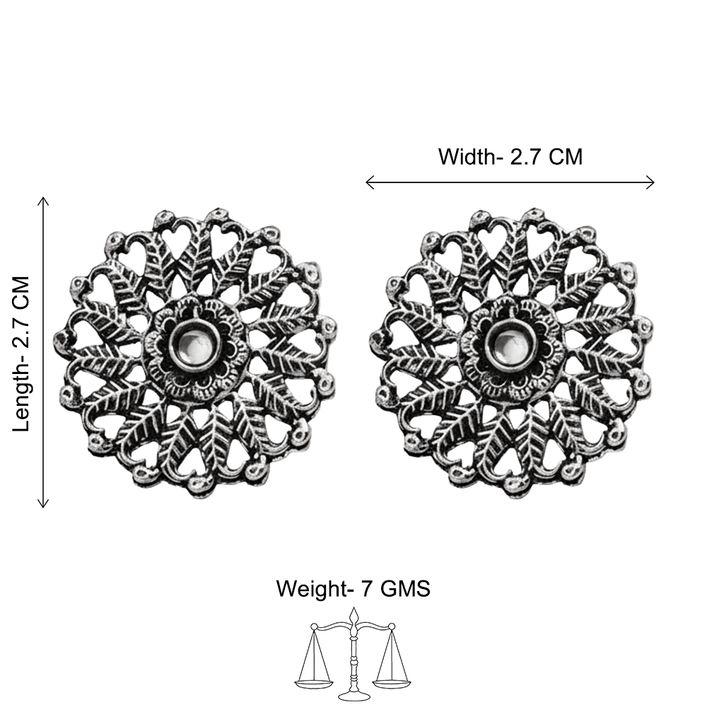 Wildflower oxidised stud earrings (White)