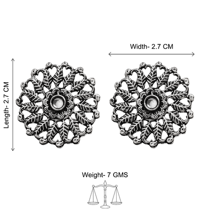 Wildflower oxidised stud earrings (White)