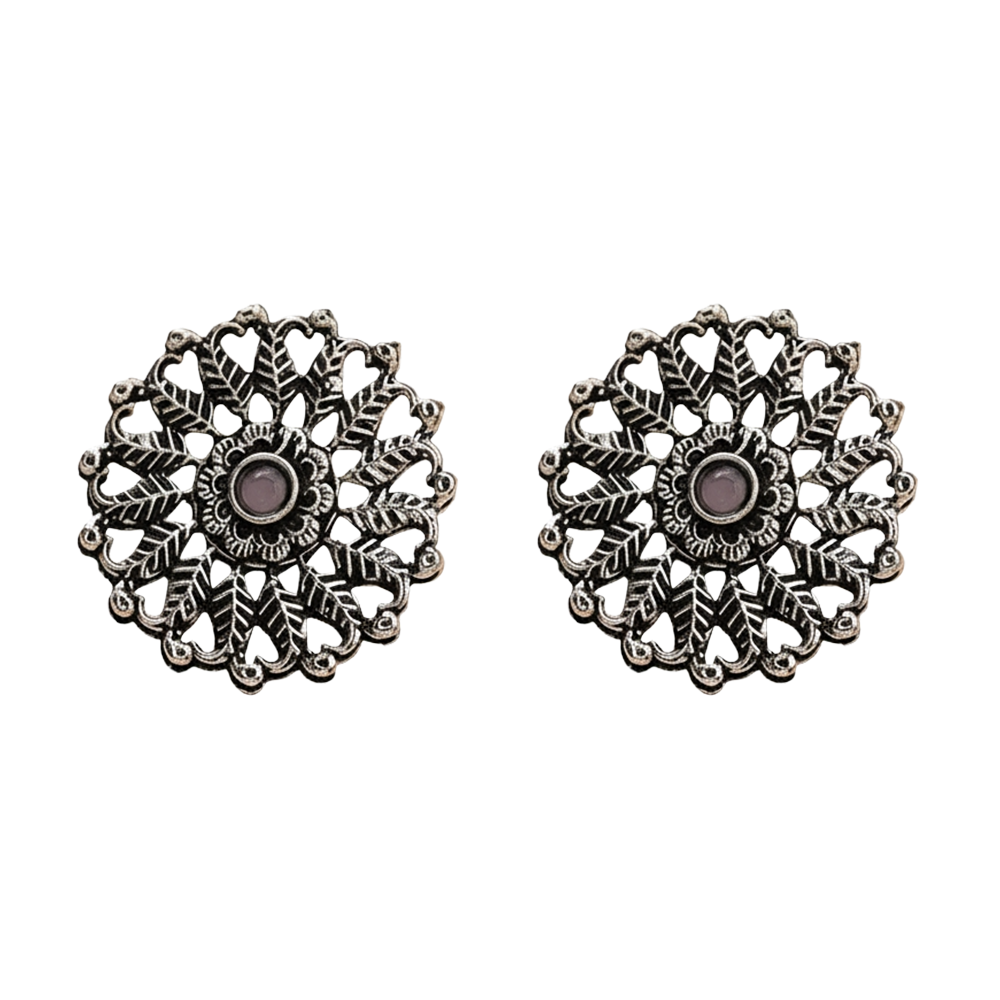 Wildflower oxidised stud earrings (Baby Pink)