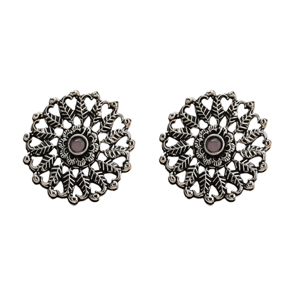 Wildflower oxidised stud earrings (Baby Pink)