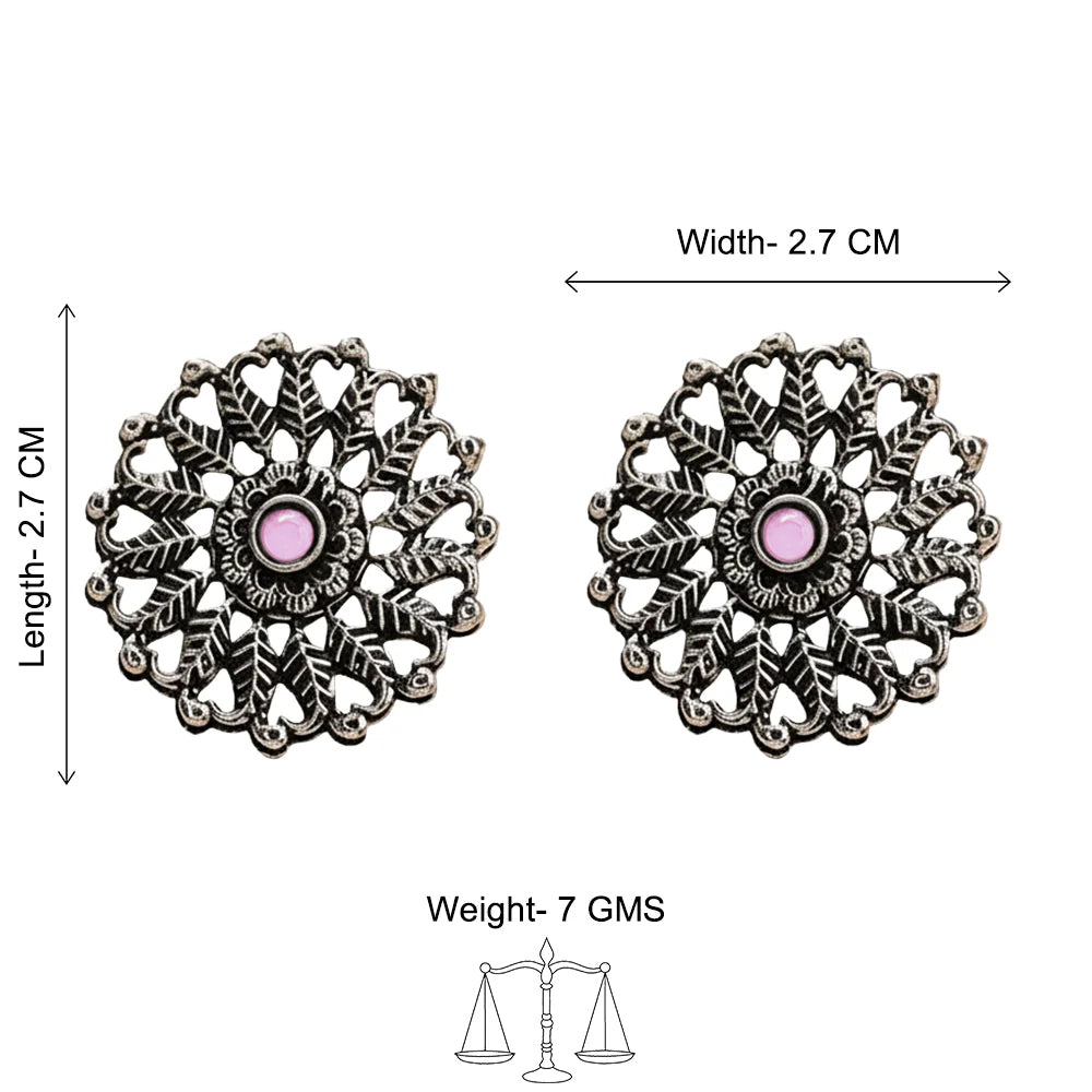 Wildflower oxidised stud earrings (Baby Pink)