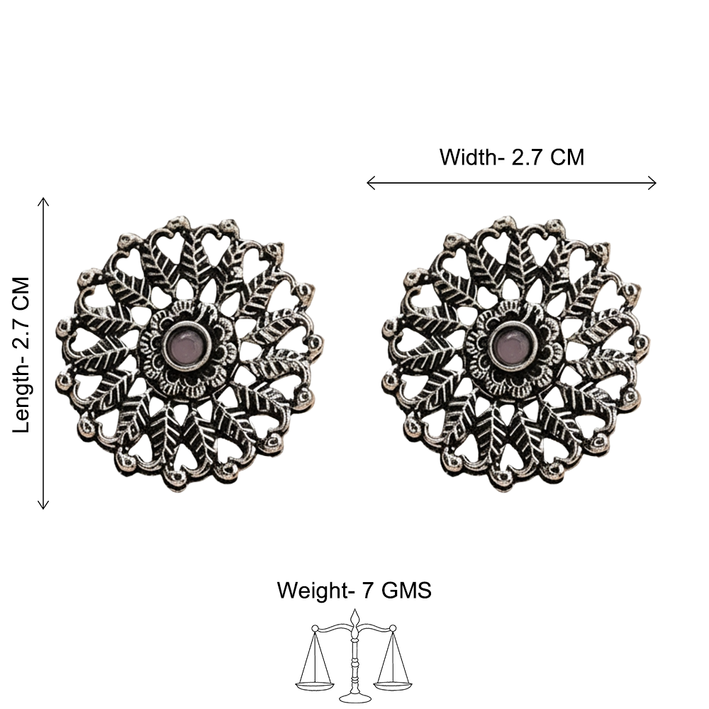 Wildflower oxidised stud earrings (Baby Pink)