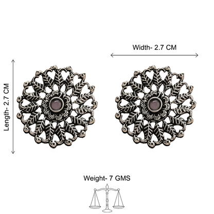 Wildflower oxidised stud earrings (Baby Pink)