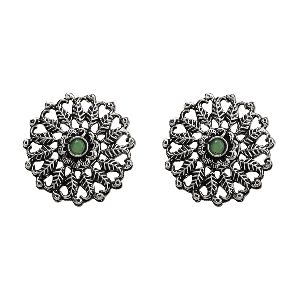 Wildflower oxidised stud earrings (Pista)