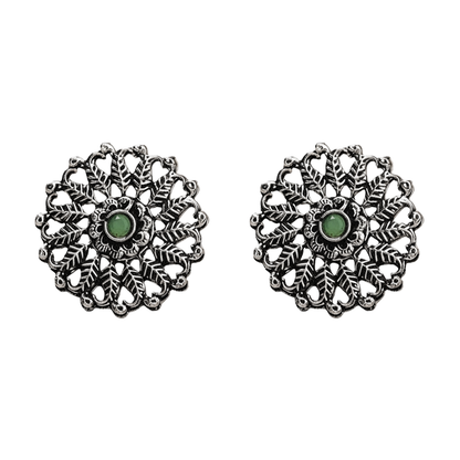 Wildflower oxidised stud earrings (Pista)
