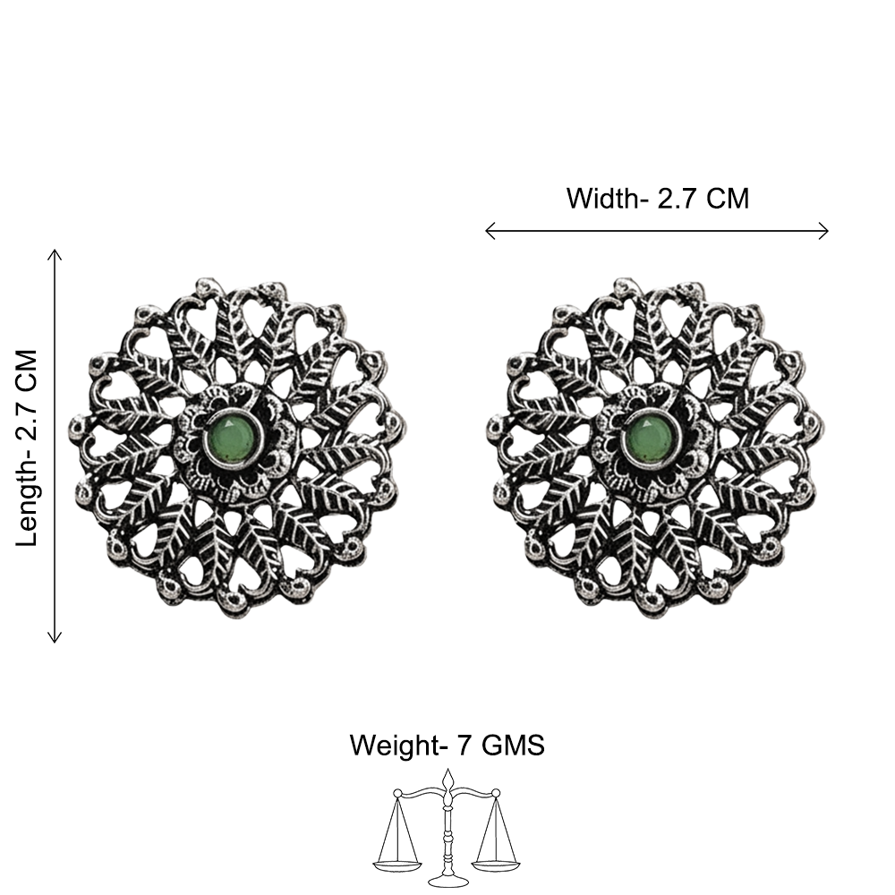 Wildflower oxidised stud earrings (Pista)