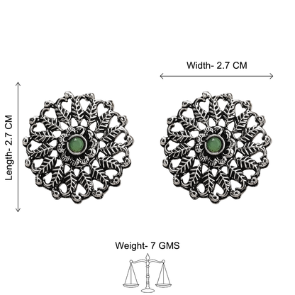Wildflower oxidised stud earrings (Pista)